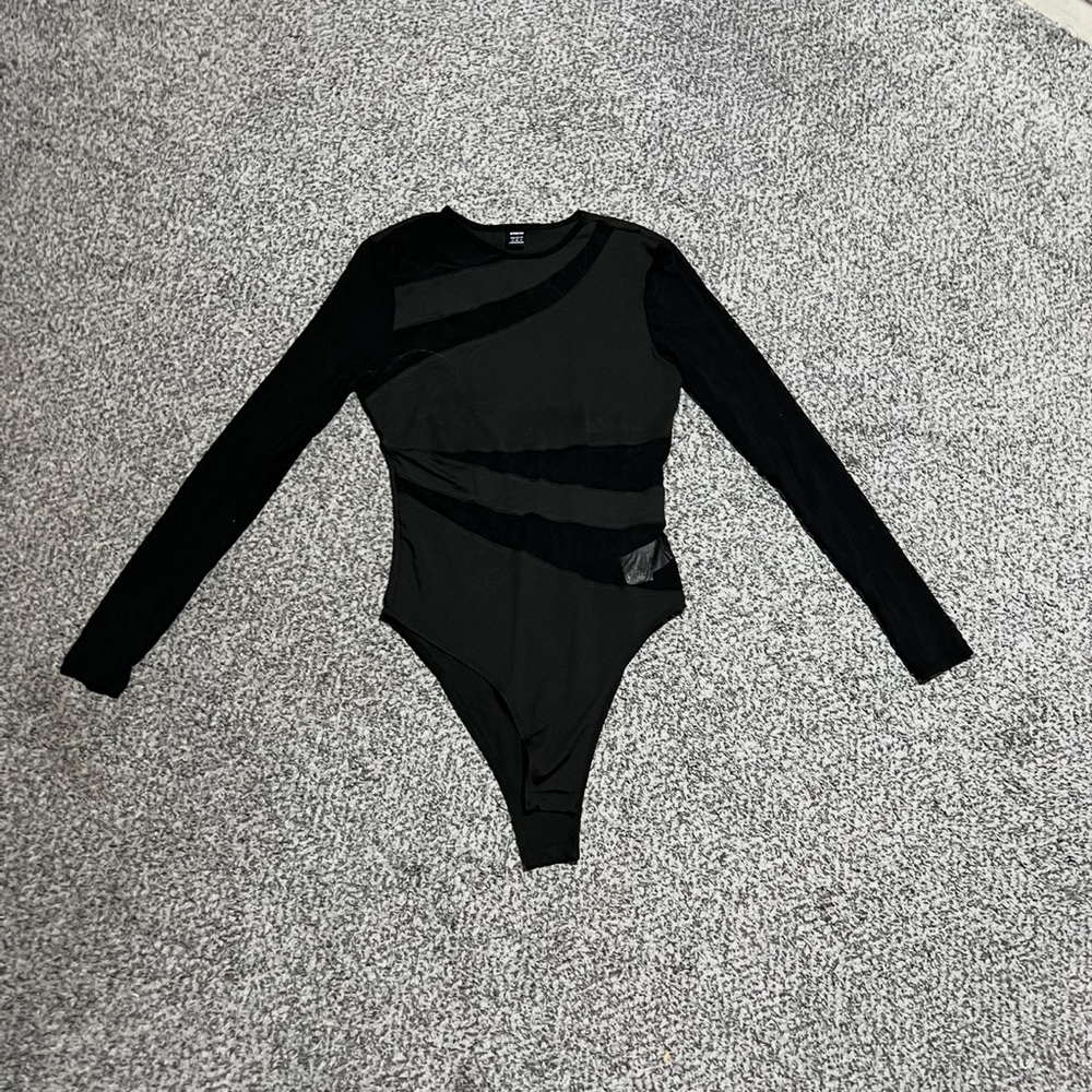 SHEIN Black Long Sleeve Bodysuit
